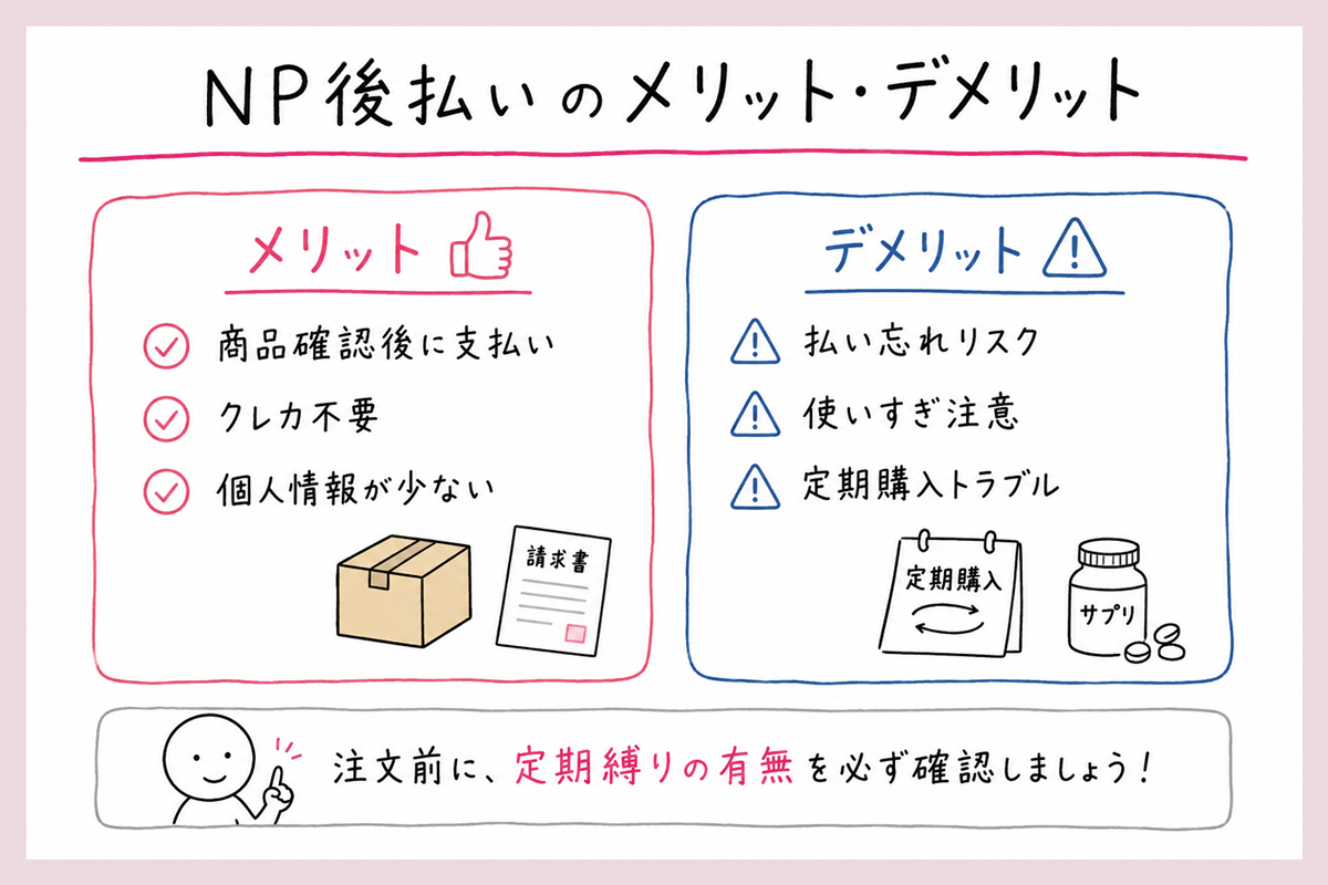 NP後払いのメリットとデメリット｜定期購入トラブルに注意
