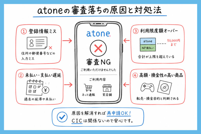 atoneの審査落ちの原因と対処法