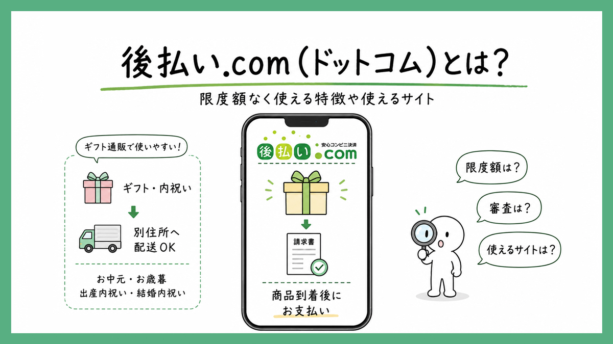 後払い.com(ドットコム)とは？使えるサイトや審査・限度額なしの特徴を解説