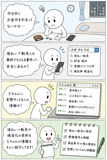 今日中にお金を作りたい棒人間が5chを覗く4コマ漫画