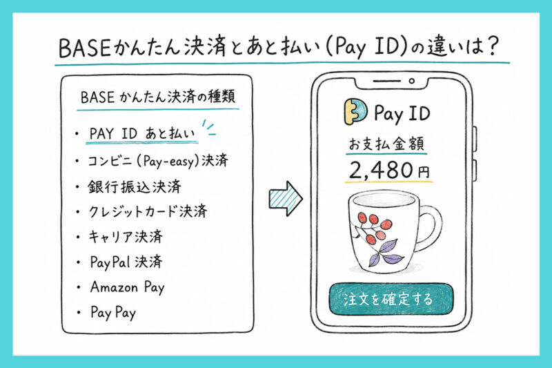 BASEかんたん決済の後払いとあと払い(Pay ID)の違いとは？
