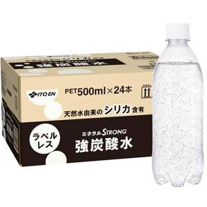 ミネラルストロング 伊藤園 ラベルレス 強炭酸水 500ml×24本 シリカ含有