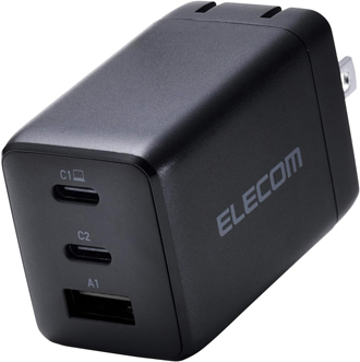 【2025年最安】エレコム EC-AC10367BK｜65W出力でノートPCもスマホも同時に充電できる3ポート充電器