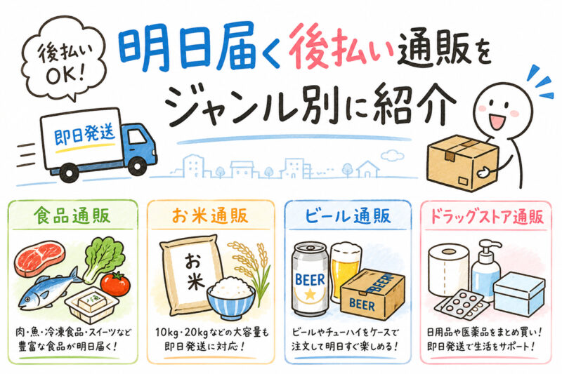 明日届く後払い通販サイトをジャンル別に紹介