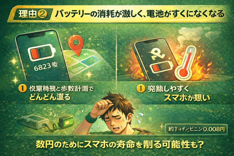 【理由❷】バッテリーの消耗が激しく、電池がすぐになくなる
