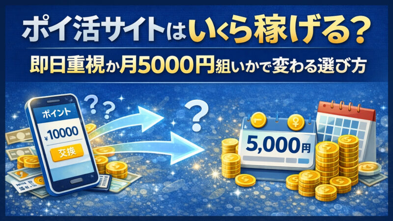 ポイ活サイトはいくら稼げる？即日重視か月5000円狙いかで変わる選び方