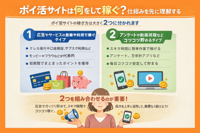 ポイ活サイトは何をして稼ぐ？貯まる仕組みを先に理解する