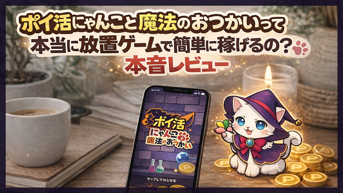 ポイ活にゃんこと魔法のおつかいって本当に放置ゲームで簡単に稼げるの？本音レビュー