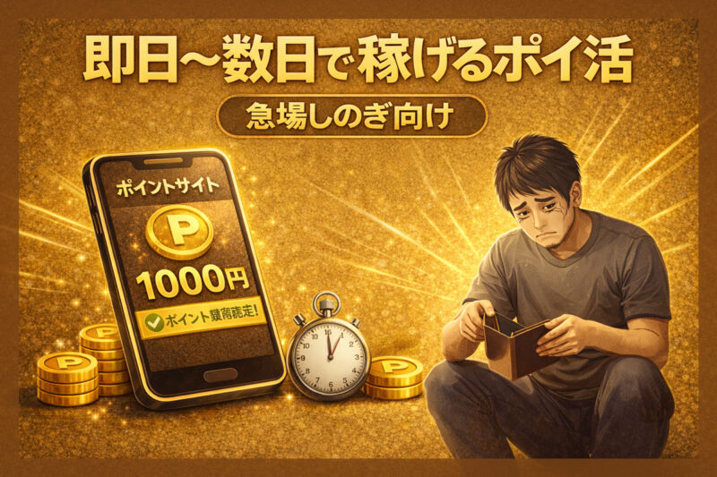 即日〜数日で稼げるポイ活【急場しのぎ向け】