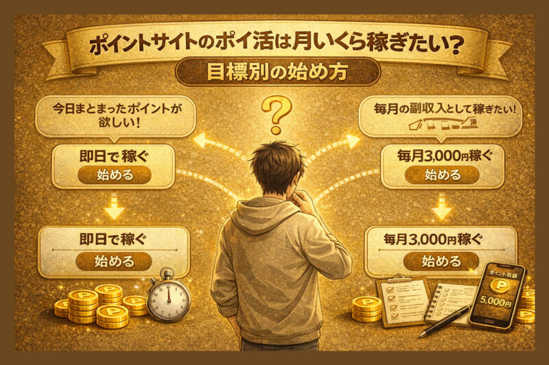 ポイントサイトのポイ活は月いくら稼ぎたい?目標別の始め方