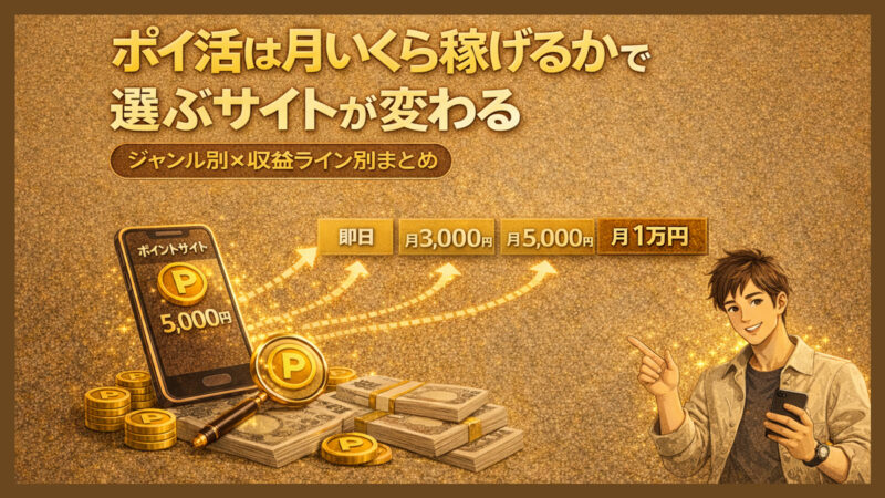 ポイ活は月いくら稼げるかで選ぶサイトが変わる｜ジャンル別×収益ライン別まとめ