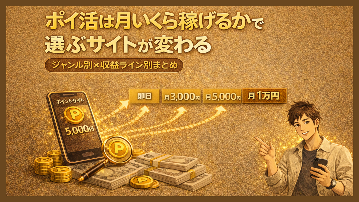 ポイ活は月いくら稼げるかで選ぶサイトが変わる｜ジャンル別×収益ライン別まとめ