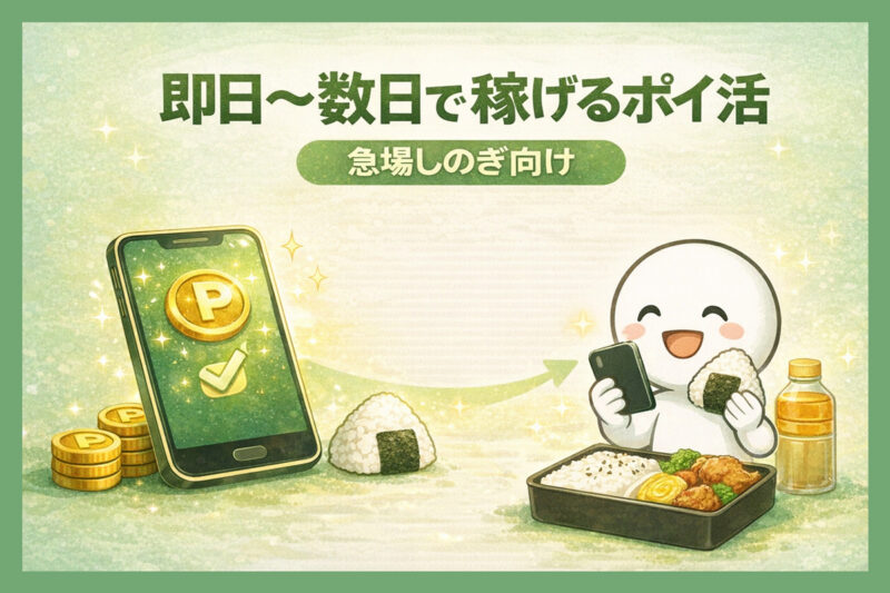 即日〜数日で稼げるポイ活【急場しのぎ向け】
