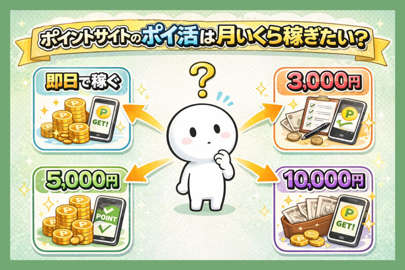 ポイントサイトのポイ活は月いくら稼ぎたい?目標別の始め方