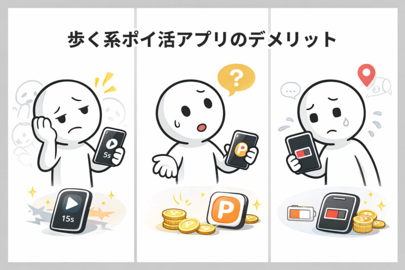 歩くだけポイ活アプリのデメリットや注意してほしいこと