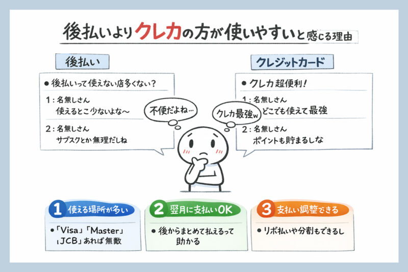後払いよりクレカの方が使いやすいと感じる理由