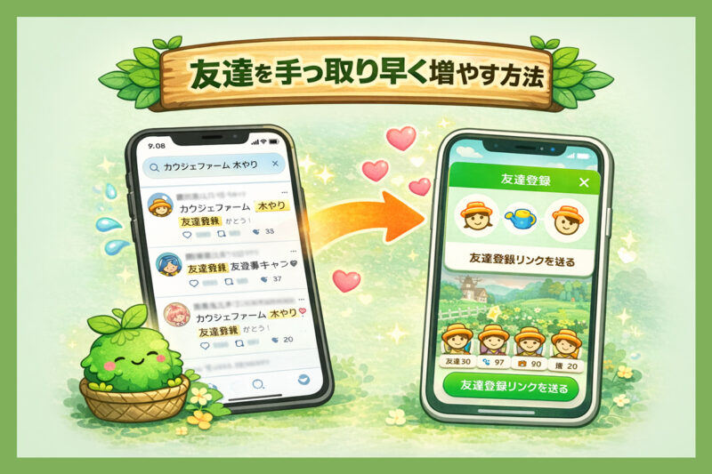 カウシェファームで友達を手っ取り早く増やす方法