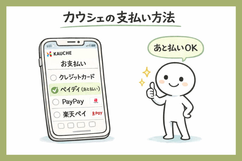 カウシェの支払い方法|翌月27日払いのペイディ後払いも使える