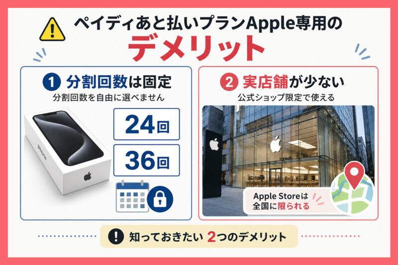 「ペイディあと払いプランApple専用」のデメリットは制約があること