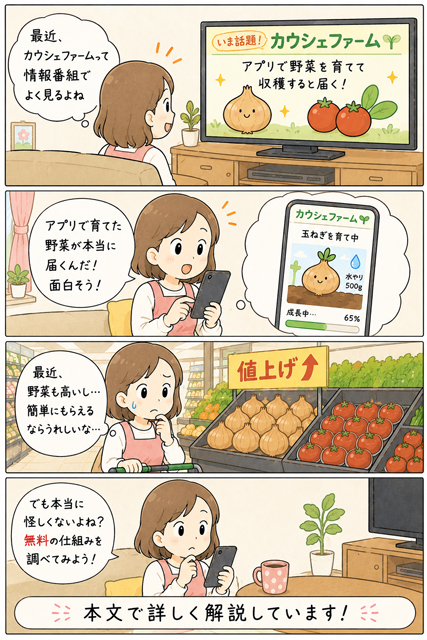 カウシェファームって怪しい？4コマ漫画で仕組みを紹介
