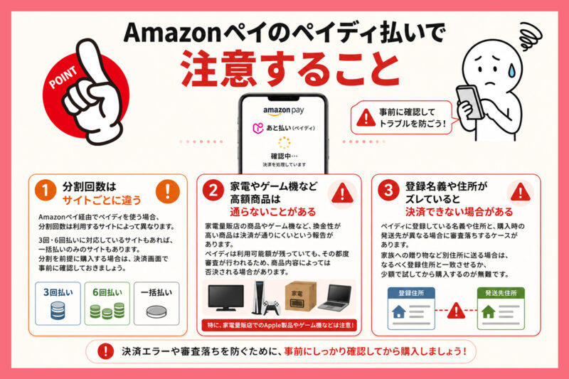 Amazonペイのペイディ払いで注意すること
