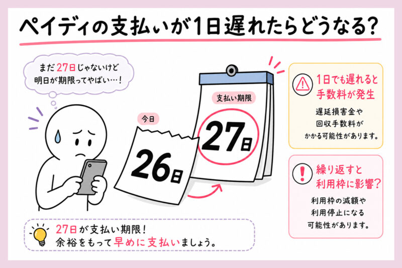 ペイディの支払いが1日でも遅れたらどうなる？
