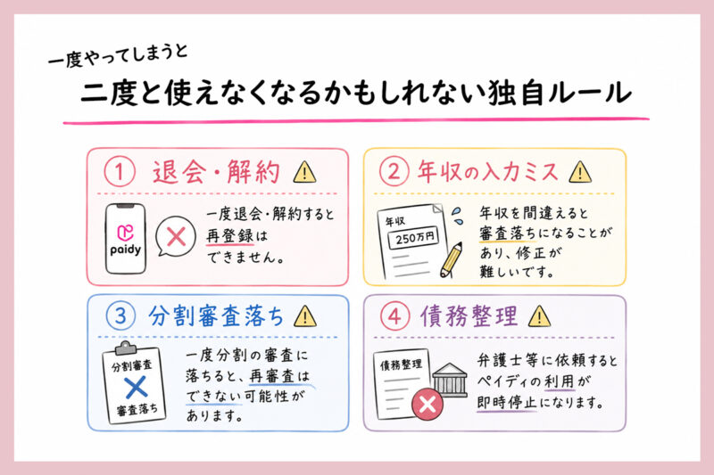 二度と使えなくなる可能性があるペイディ独自のルール