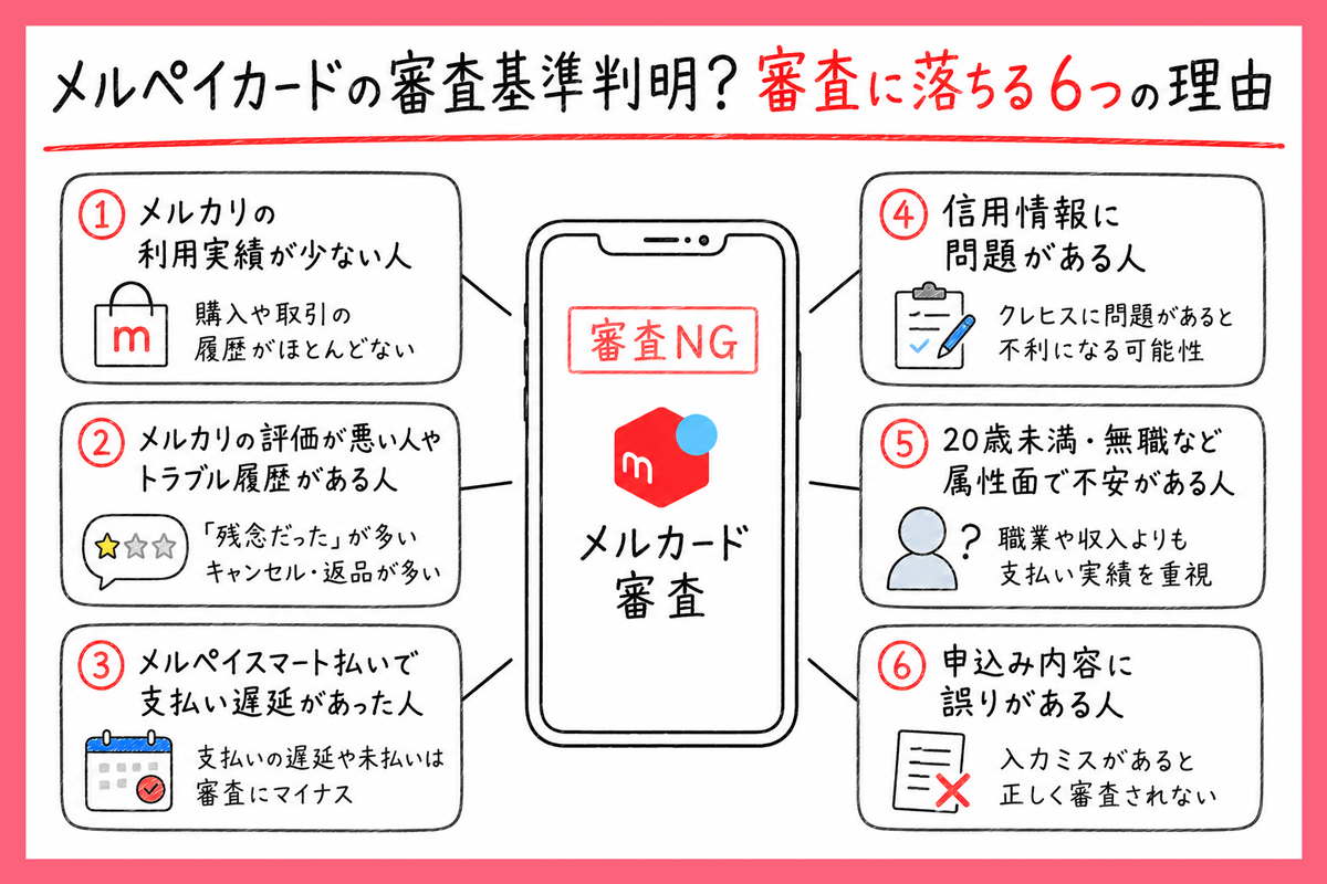 メルペイカードの審査基準判明？審査に落ちる6つの理由