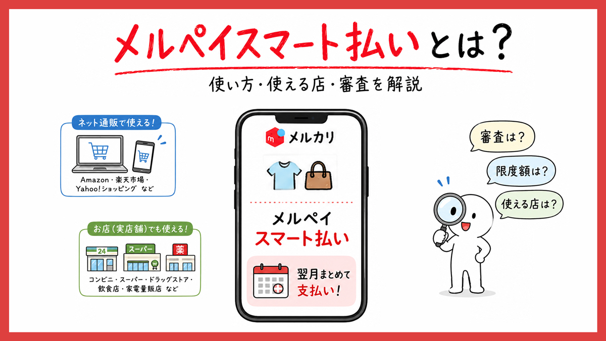 メルカリ後払いメルペイスマート払いのやり方や使える店～審査に落ちる理由や通すコツ