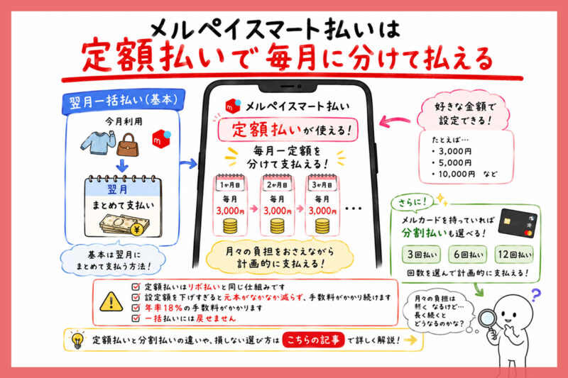 メルペイスマート払いは「定額払い」で毎月に分けて払える