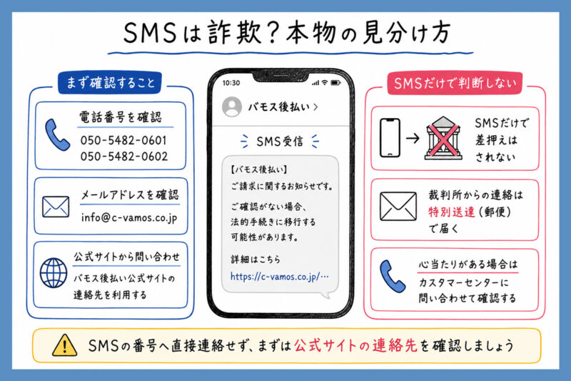 バモス後払いのSMSは詐欺?本物の見分け方
