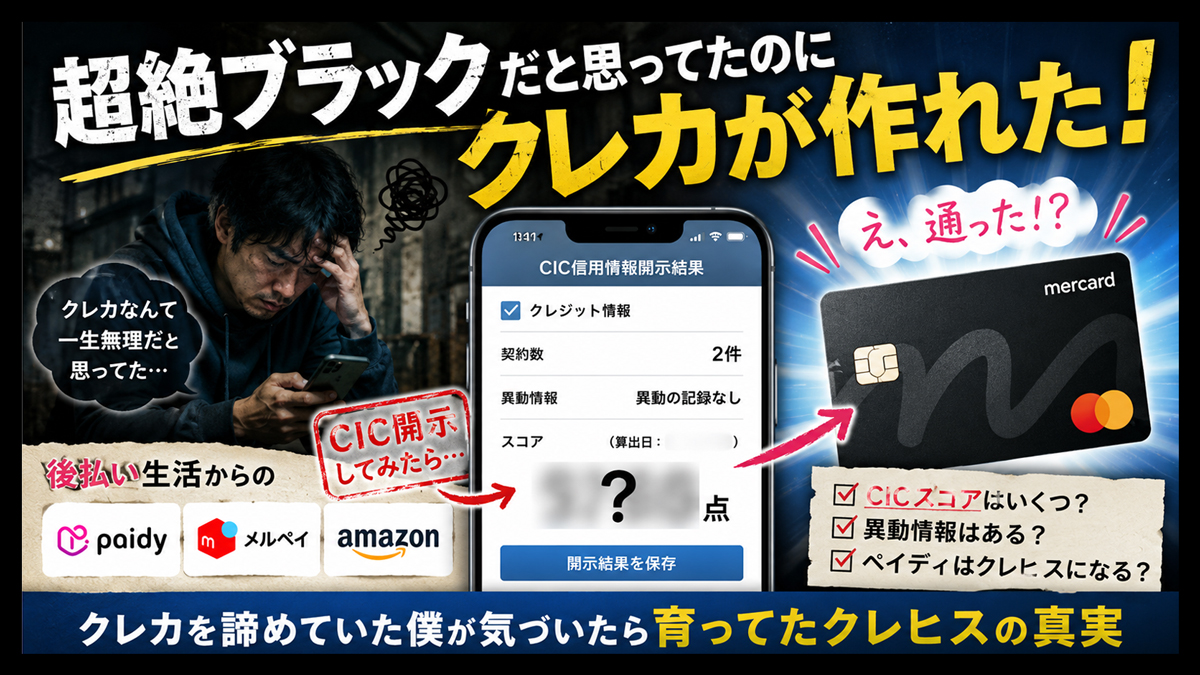 ペイディなど後払いでクレヒスになる？クレカ作れない僕が気づいたら育ってた話