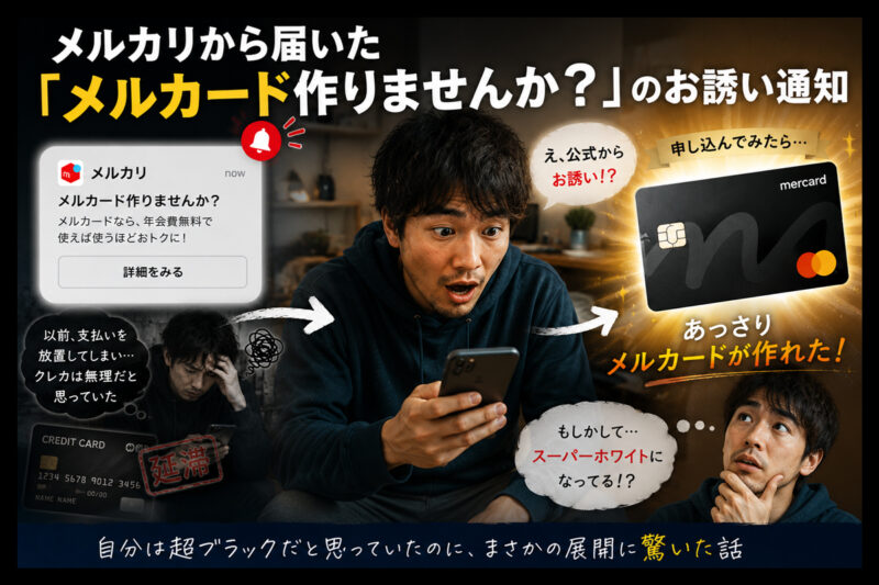 メルカリから届いた「メルカード作りませんか?」のお誘い通知